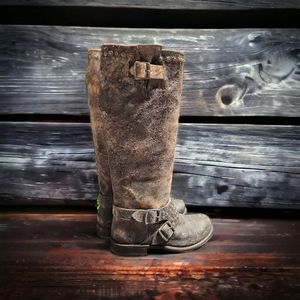 Steampunk Style Below-the-Knee Distressed Boots